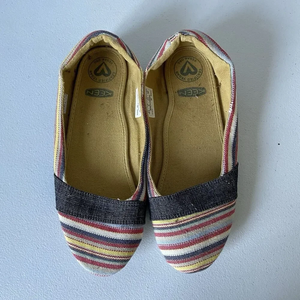 KEEN Cortona Boho Striped Canvas Ballet Flats Shoes Slip On Comfort Size 8